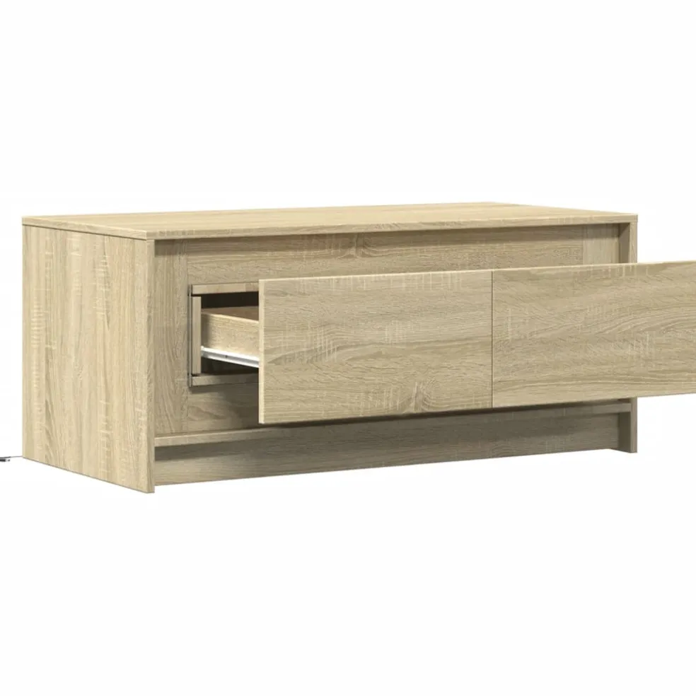 vidaXL Salontafel met LED-verlichting bewerkt hout sonoma eikenkleurig