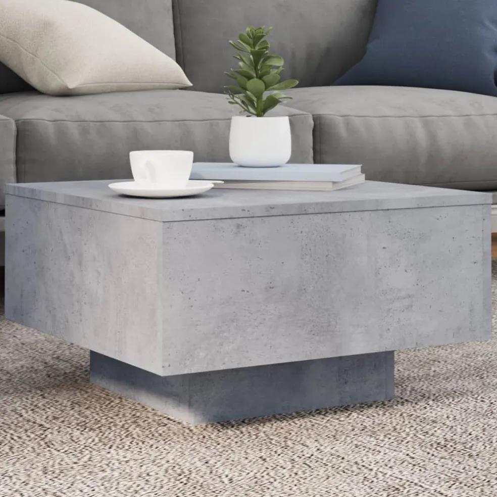 vidaXL Salontafel met LED-verlichting 55x55x31 cm betongrijs