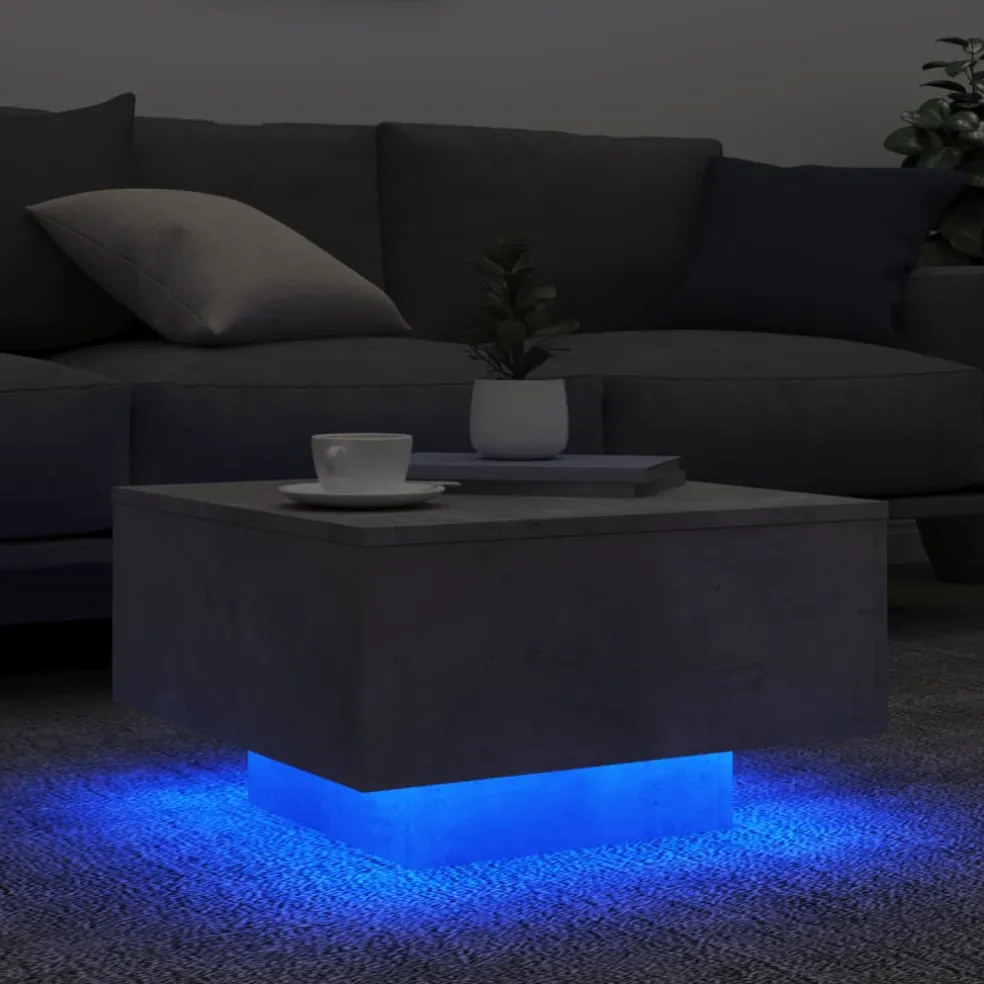 vidaXL Salontafel met LED-verlichting 55x55x31 cm betongrijs