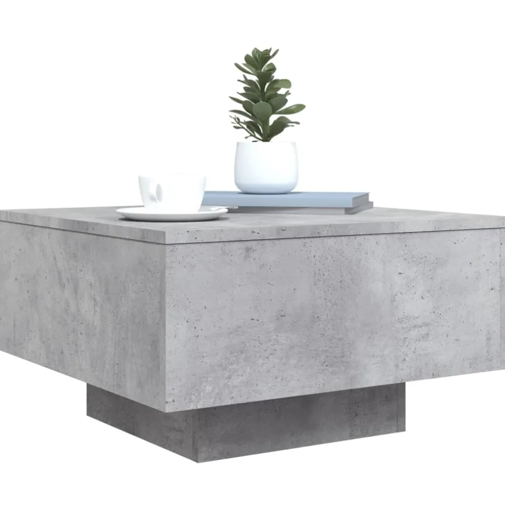 vidaXL Salontafel met LED-verlichting 55x55x31 cm betongrijs