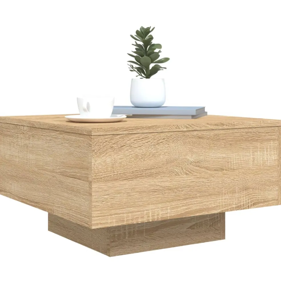 vidaXL Salontafel met LED-verlichting 55x55x31 cm sonoma eikenkleurig