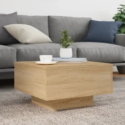vidaXL Salontafel met LED-verlichting 55x55x31 cm sonoma eikenkleurig