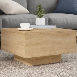 vidaXL Salontafel met LED-verlichting 55x55x31 cm sonoma eikenkleurig