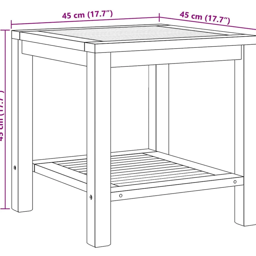 vidaXL Salontafel met opslag Bruin 45 x 45 x 45 cm Massief Teakhout