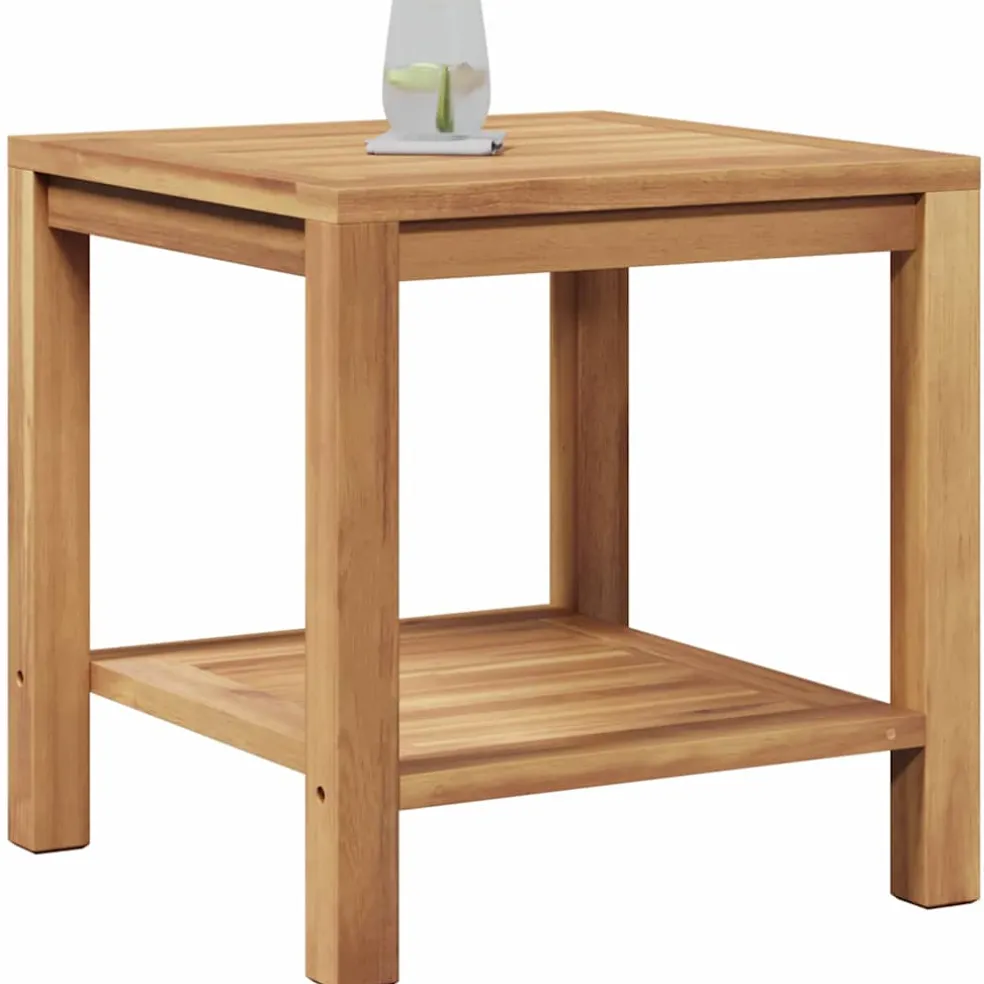 vidaXL Salontafel met opslag Bruin 45 x 45 x 45 cm Massief Teakhout