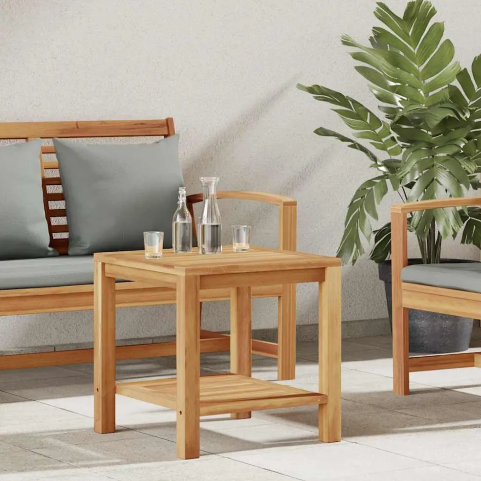 vidaXL Salontafel met opslag Bruin 45 x 45 x 45 cm Massief Teakhout
