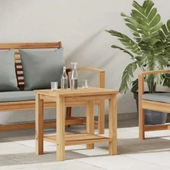 vidaXL Salontafel met opslag Bruin 50 x 35 x 45 cm Massief Teakhout