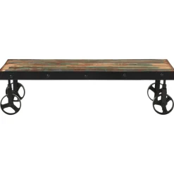 vidaXL Salontafel met wieltjes 100x55x26 cm massief gerecycled hout