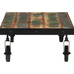 vidaXL Salontafel met wieltjes 100x55x26 cm massief gerecycled hout