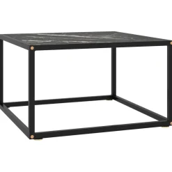 vidaXL Salontafel met zwart marmerglas 60x60x35 cm zwart