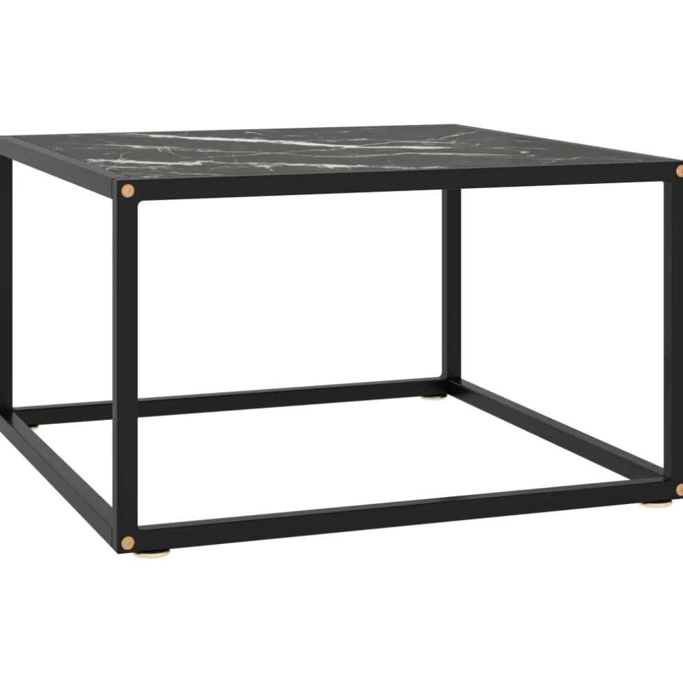 vidaXL Salontafel met zwart marmerglas 60x60x35 cm zwart