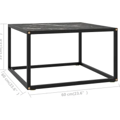 vidaXL Salontafel met zwart marmerglas 60x60x35 cm zwart