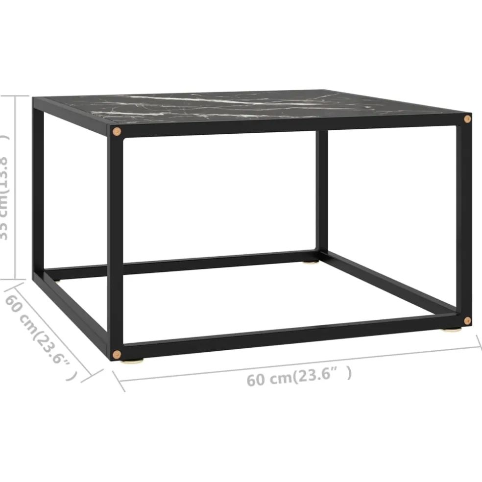 vidaXL Salontafel met zwart marmerglas 60x60x35 cm zwart
