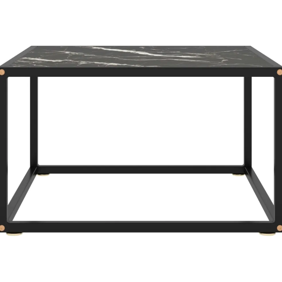 vidaXL Salontafel met zwart marmerglas 60x60x35 cm zwart
