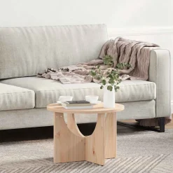 vidaXL Salontafel Naturel 50 x 50 x 35 cm Massief grenenhout