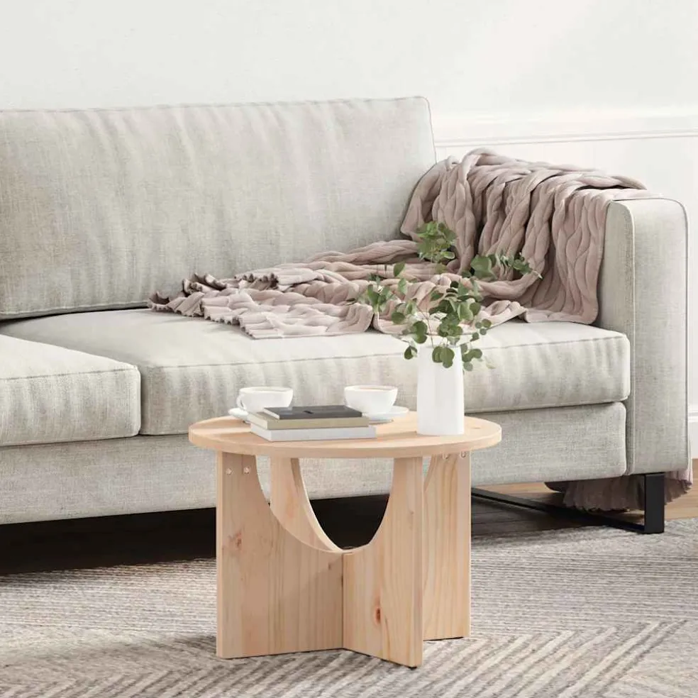vidaXL Salontafel Naturel 50 x 50 x 35 cm Massief grenenhout