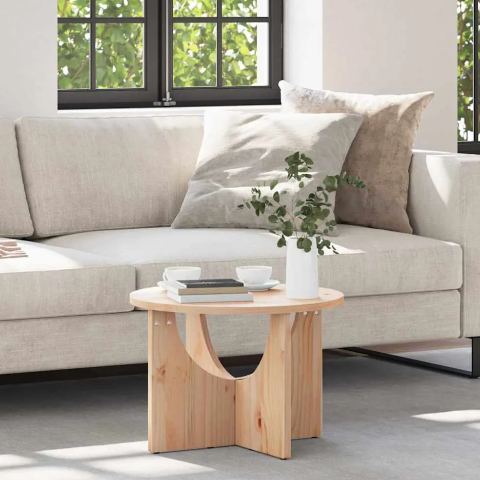 vidaXL Salontafel Naturel 50 x 50 x 35 cm Massief grenenhout
