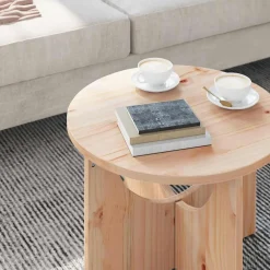 vidaXL Salontafel Naturel 50 x 50 x 35 cm Massief grenenhout