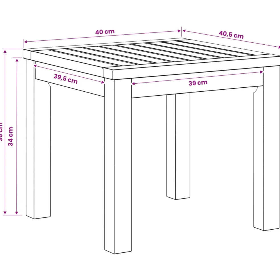 vidaXL Salontafel Naturel 40 x 40,5 x 36 cm Massief Acaciahout
