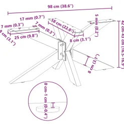 vidaXL Salontafelpoot spider vorm 98x58x(42-43) cm staal wit