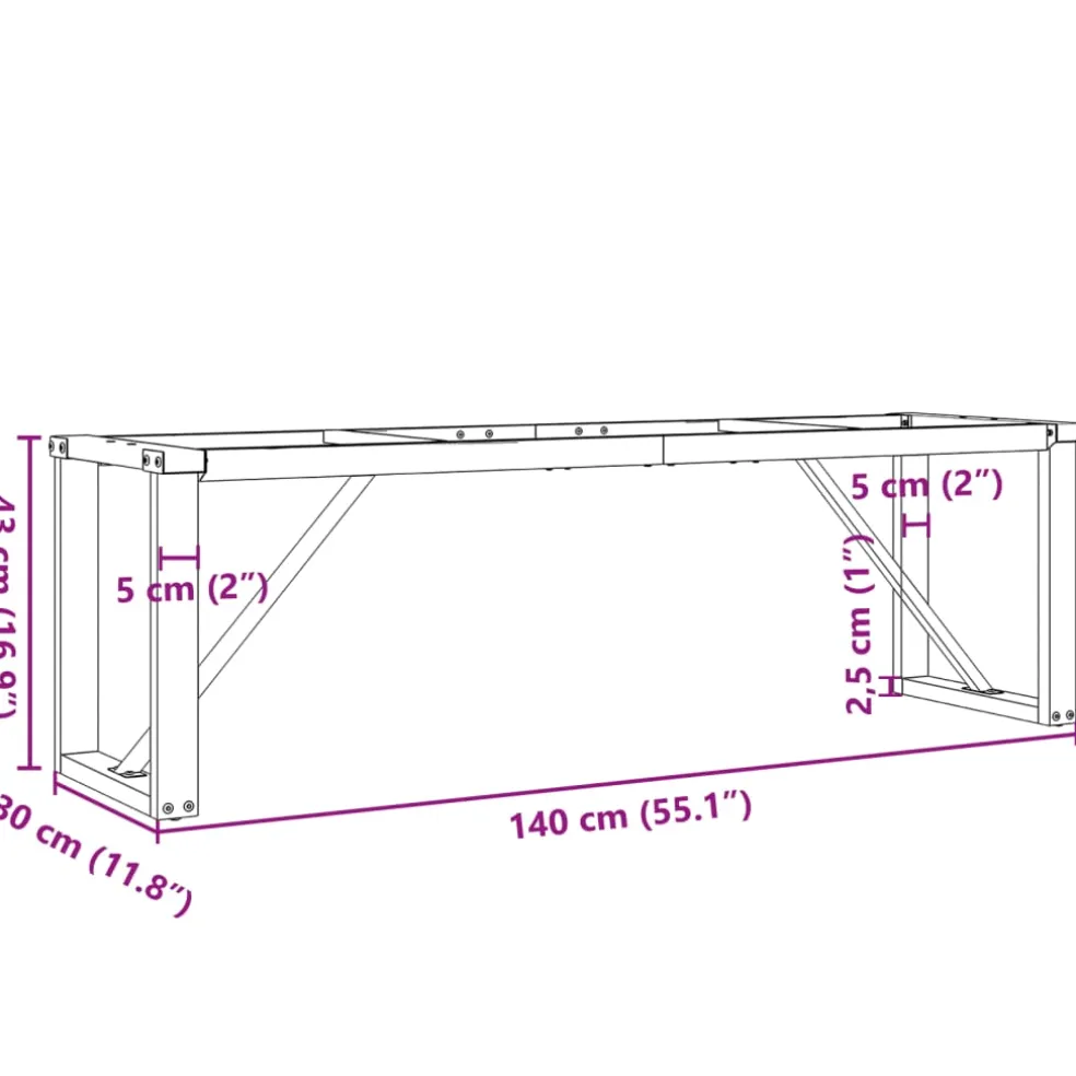 vidaXL Salontafelpoten O-frame 140x30x43 cm staal