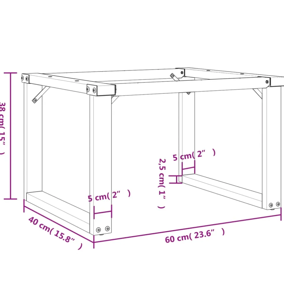 vidaXL Salontafelpoten O-frame 60x40x38 cm staal