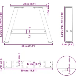 vidaXL Salontafelpoten 2 st A-vormig 30x(30-31) cm staal zwart