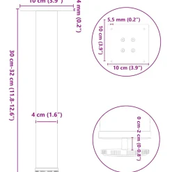vidaXL Salontafelpoten 4 st 30-32 cm staal wit