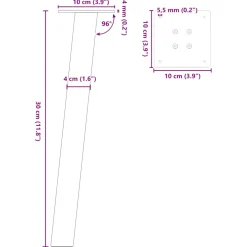vidaXL Salontafelpoten 4 st 30 cm staal wit