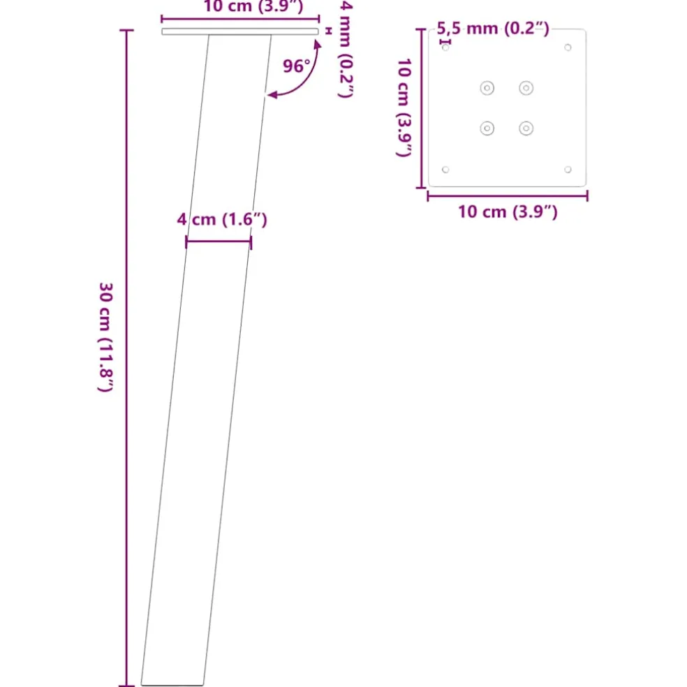 vidaXL Salontafelpoten 4 st 30 cm staal zwart