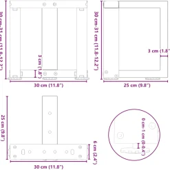vidaXL Salontafelpoten 2 st T-vormig 30x25x(30-31) cm staal wit