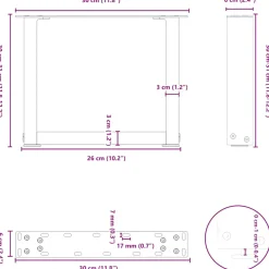 vidaXL Salontafelpoten 2 st U-vormig 30x(30-31) cm staal wit