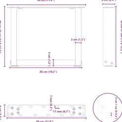 vidaXL Salontafelpoten 2 st U-vormig 30x(30-31) cm staal antraciet