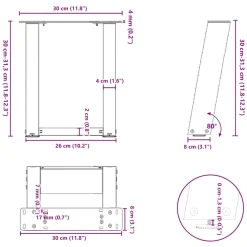 vidaXL Salontafelpoten 2 st U-vormig 30x(30-31) cm staal antraciet