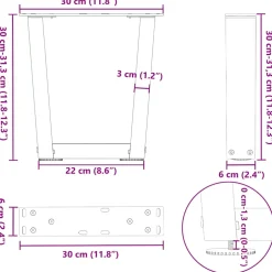 vidaXL Salontafelpoten 2 st V-vormig 30x(30-31,3) cm staal antraciet
