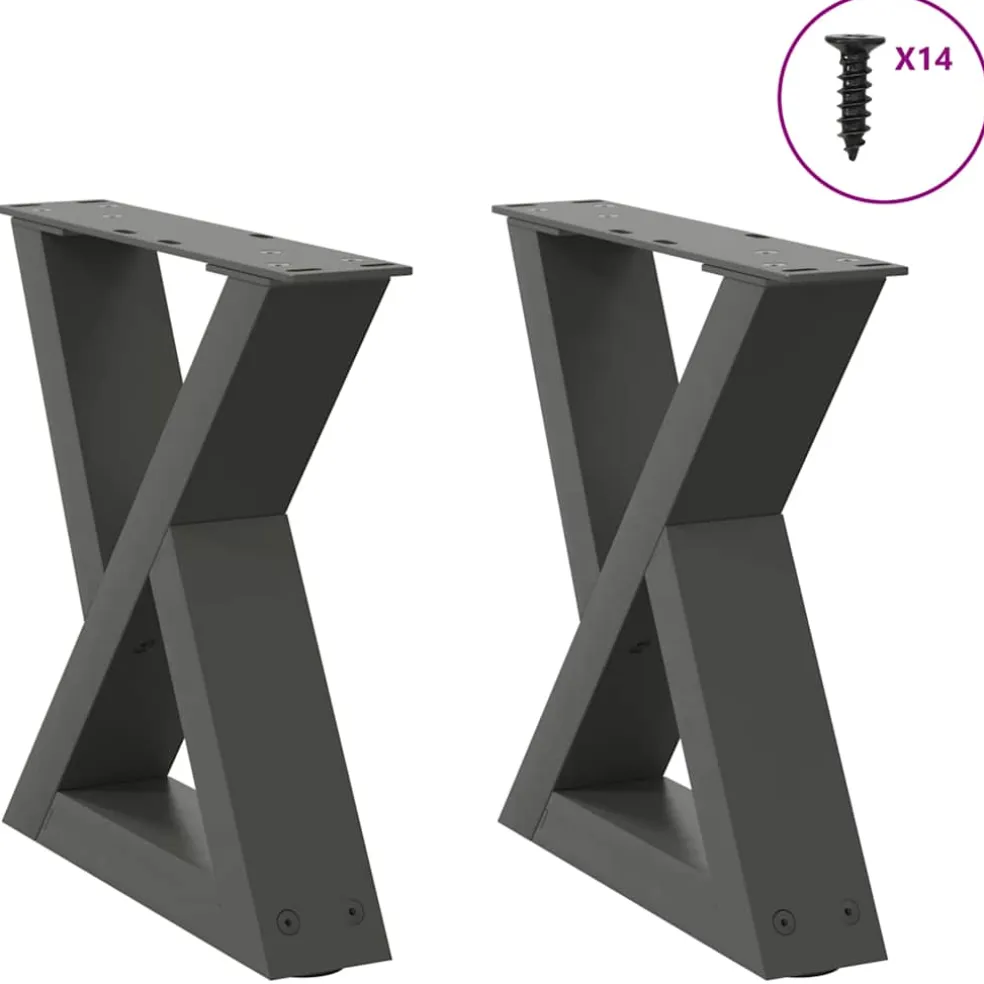 vidaXL Salontafelpoten 2 st 30x(30-31,3) cm staal antraciet