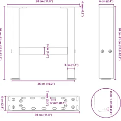 vidaXL Salontafelpoten 2 st 30x(30-31) cm staal wit