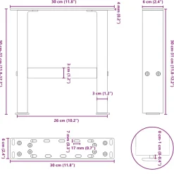 vidaXL Salontafelpoten 2 st 30x(30-31) cm staal antracietkleurig