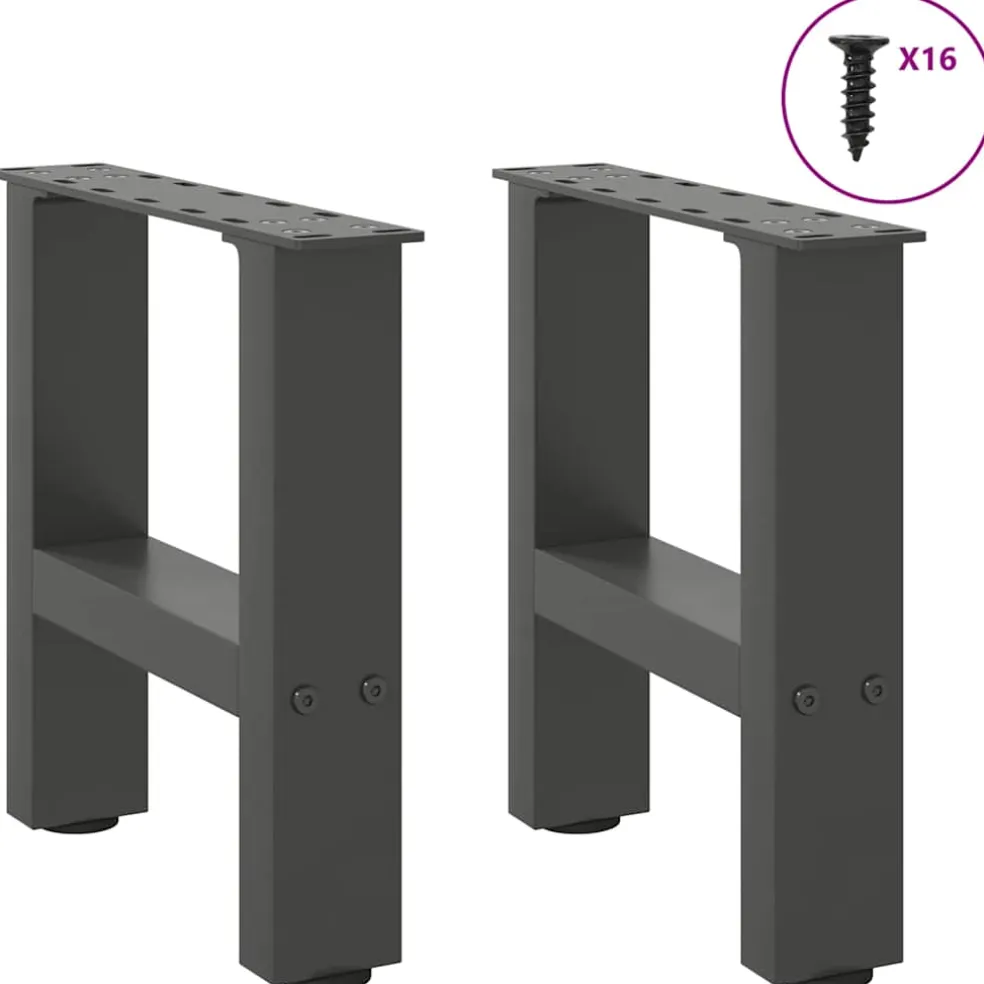 vidaXL Salontafelpoten 2 st 30x(30-31) cm staal antracietkleurig