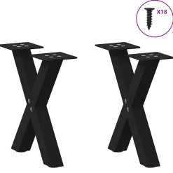 vidaXL Salontafelpoten 2 st X-vormig 30x(30-31) cm staal zwart