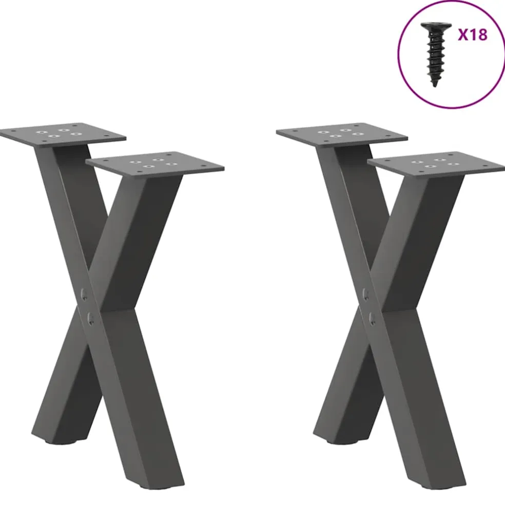 vidaXL Salontafelpoten 2 st X-vormig 30x(30-31) cm staal antraciet