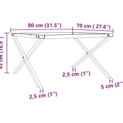 vidaXL Salontafelpoten X-frame 80x70x43 cm staal