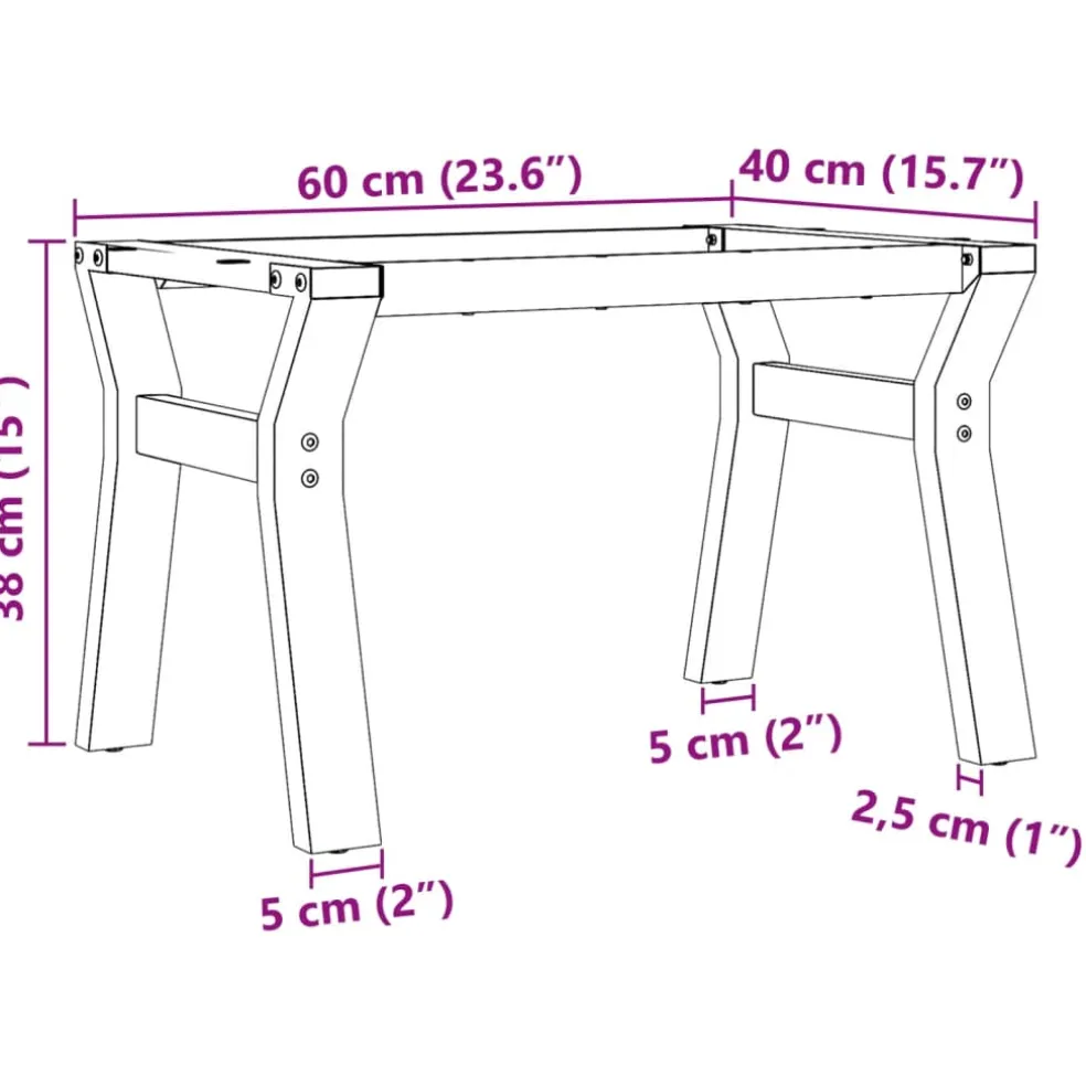 vidaXL Salontafelpoten Y-frame 60x40x38 cm staal