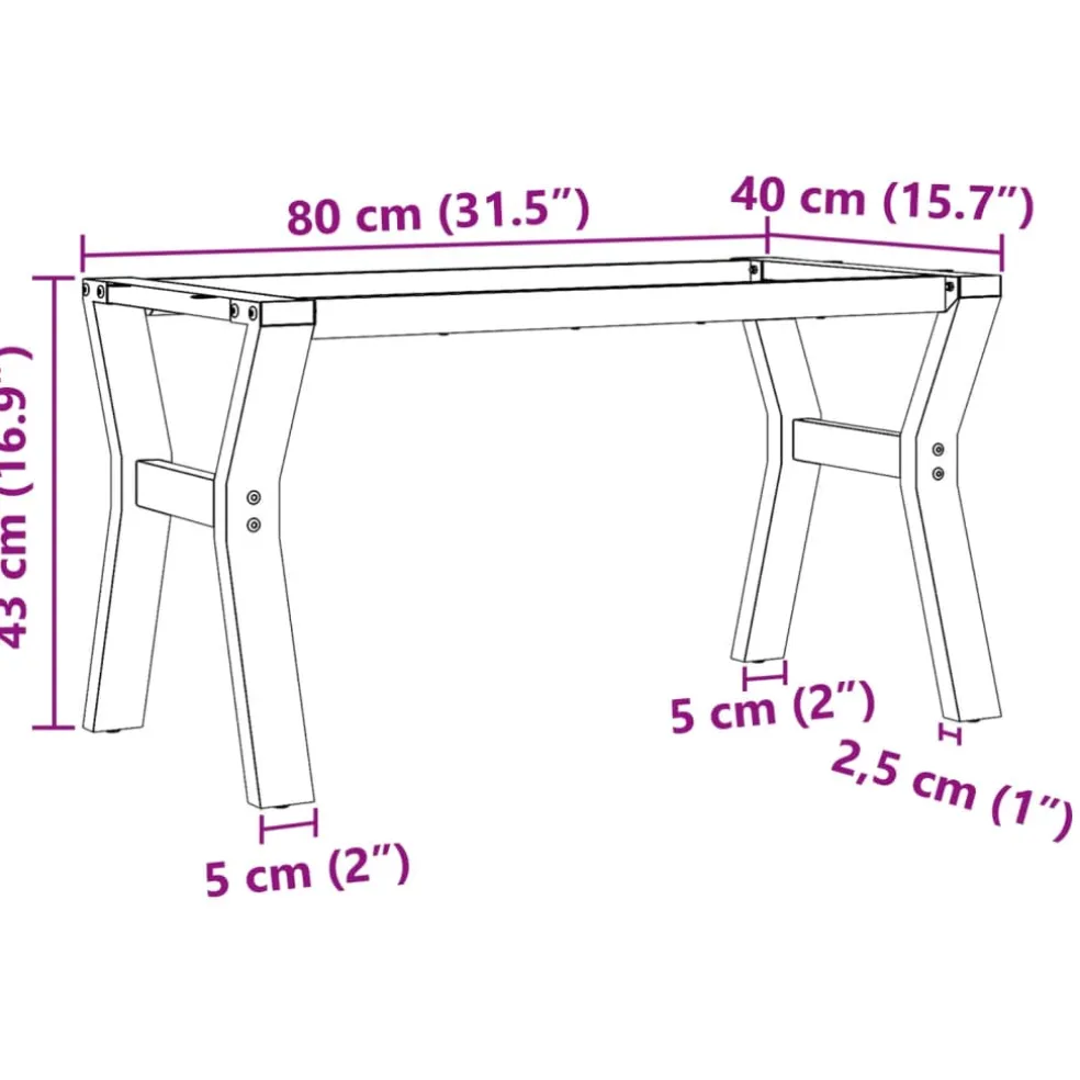 vidaXL Salontafelpoten Y-frame 80x40x43 cm staal