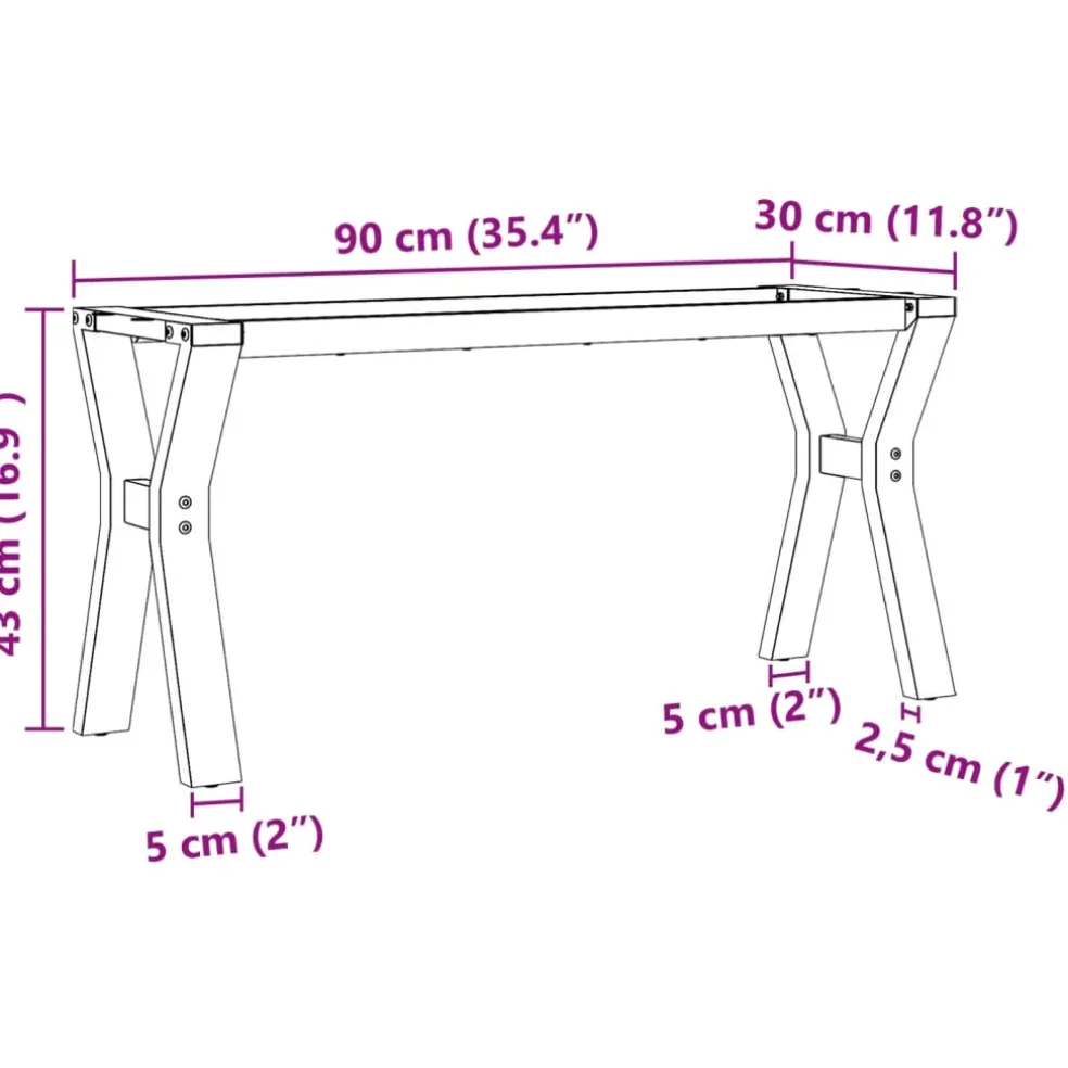 vidaXL Salontafelpoten Y-frame 90x30x43 cm staal