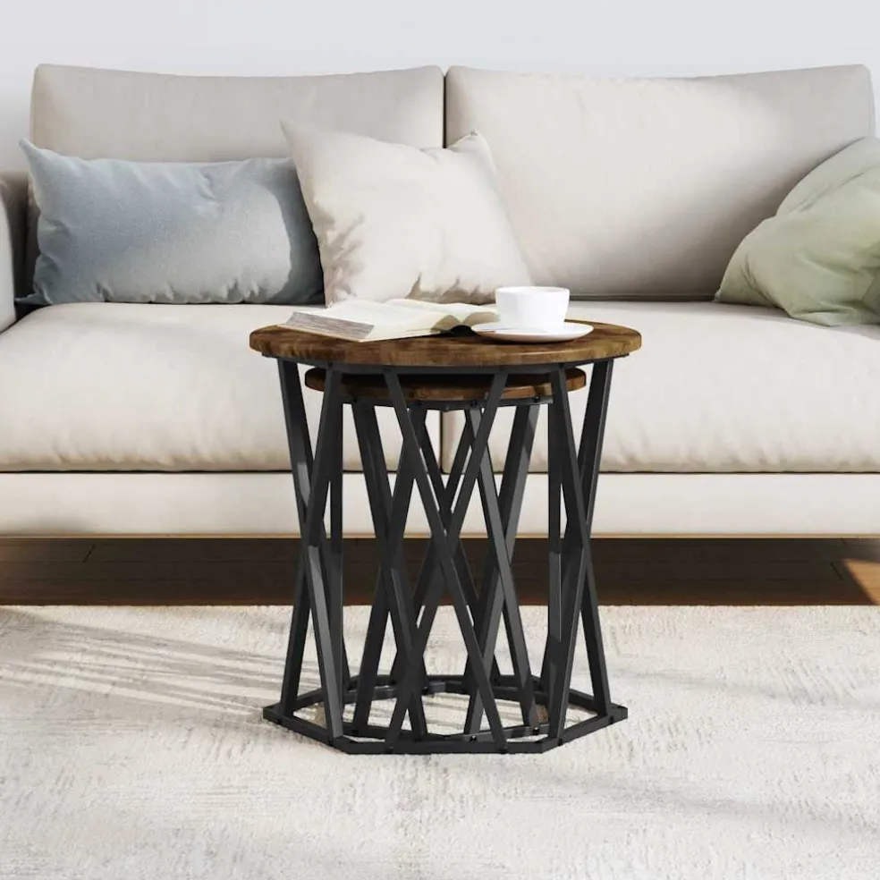 vidaXL Salontafel 2 st Gerookt eiken 50 x 50 x 50 cm