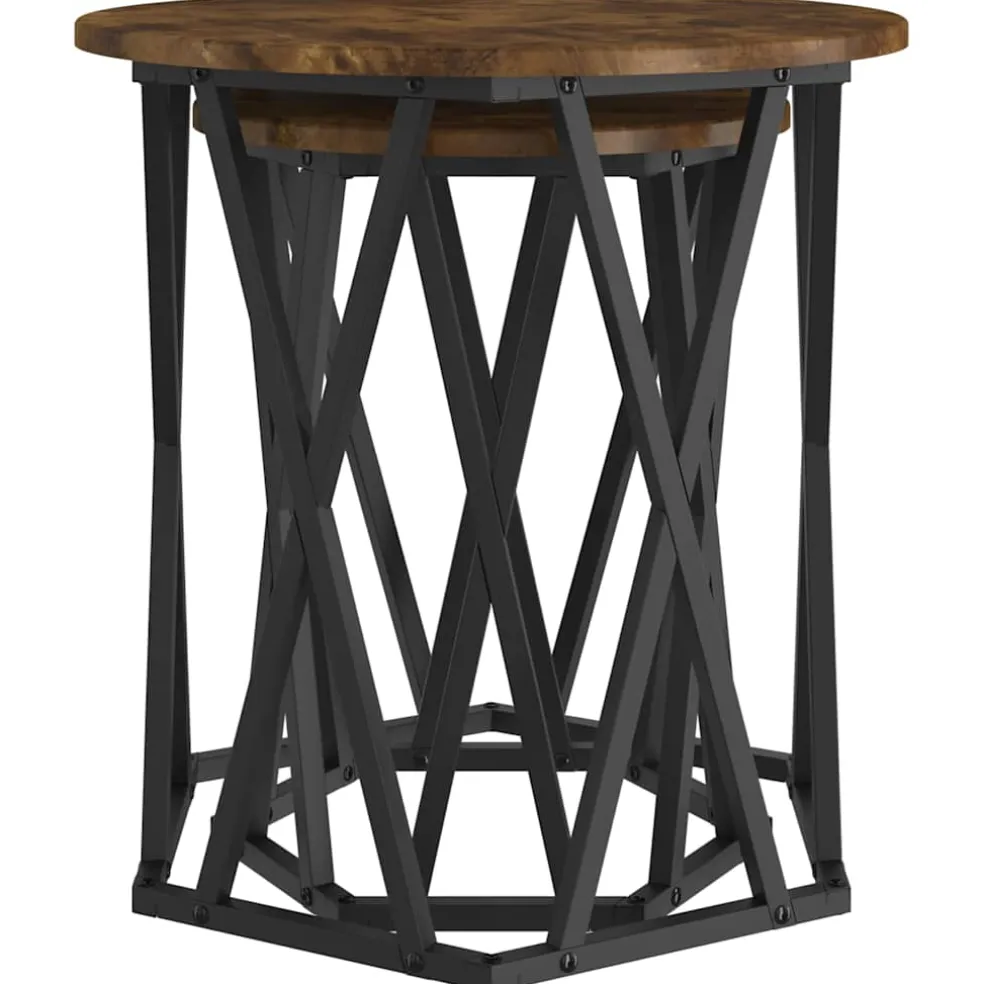 vidaXL Salontafel 2 st Gerookt eiken 50 x 50 x 50 cm