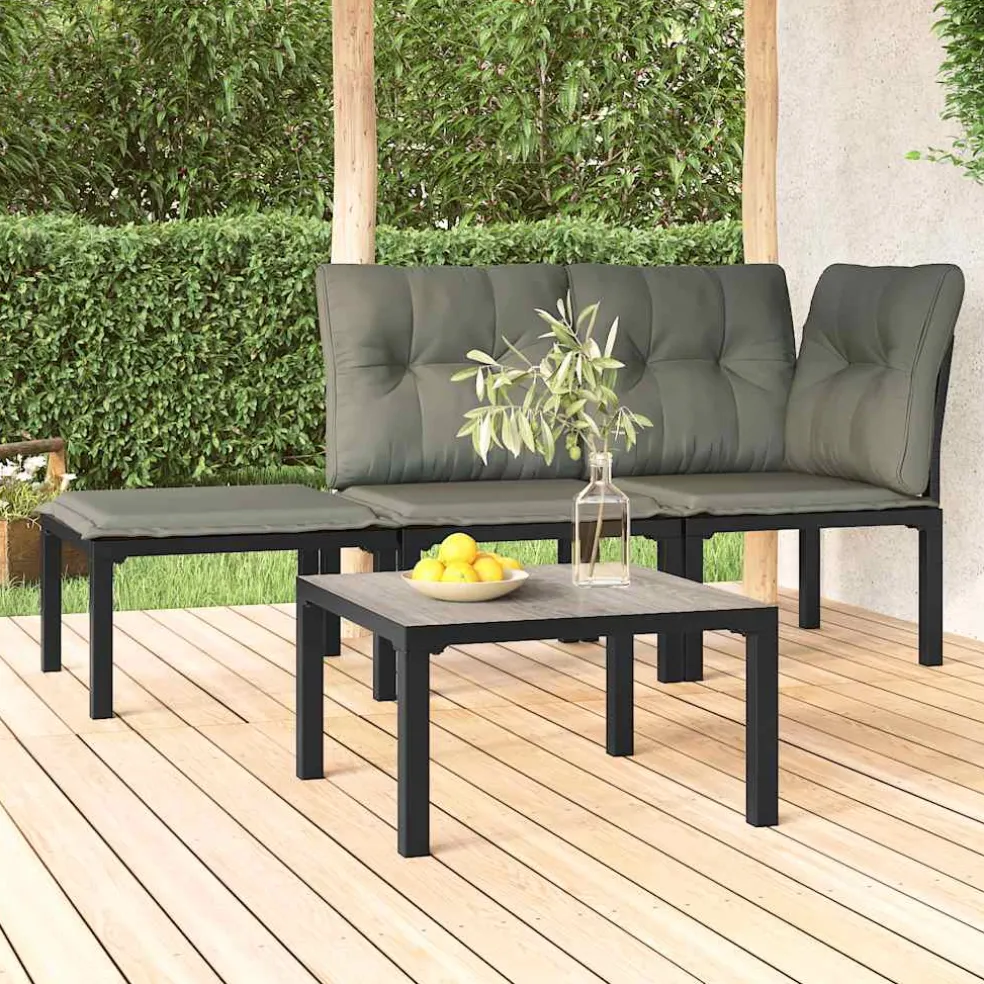 vidaXL Salontafel tuin 55x55x31 cm DPC en staal grijs