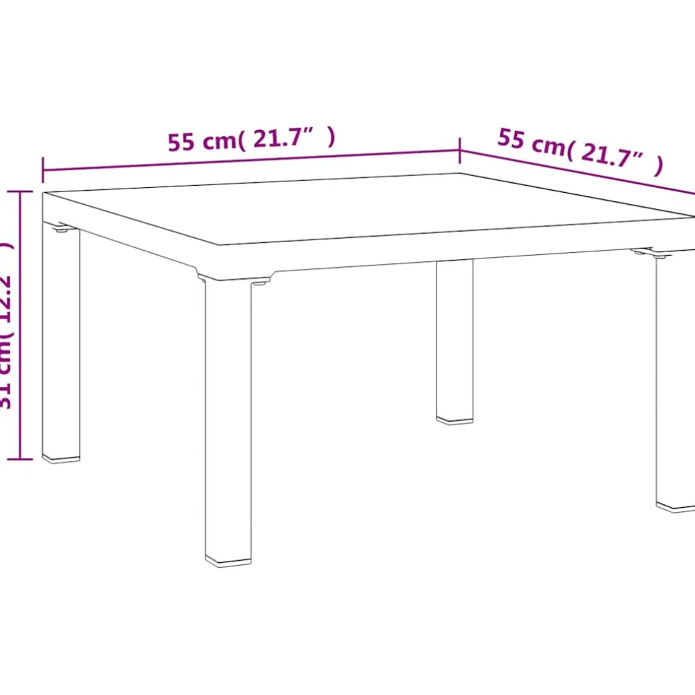vidaXL Salontafel tuin 55x55x31 cm DPC en staal grijs