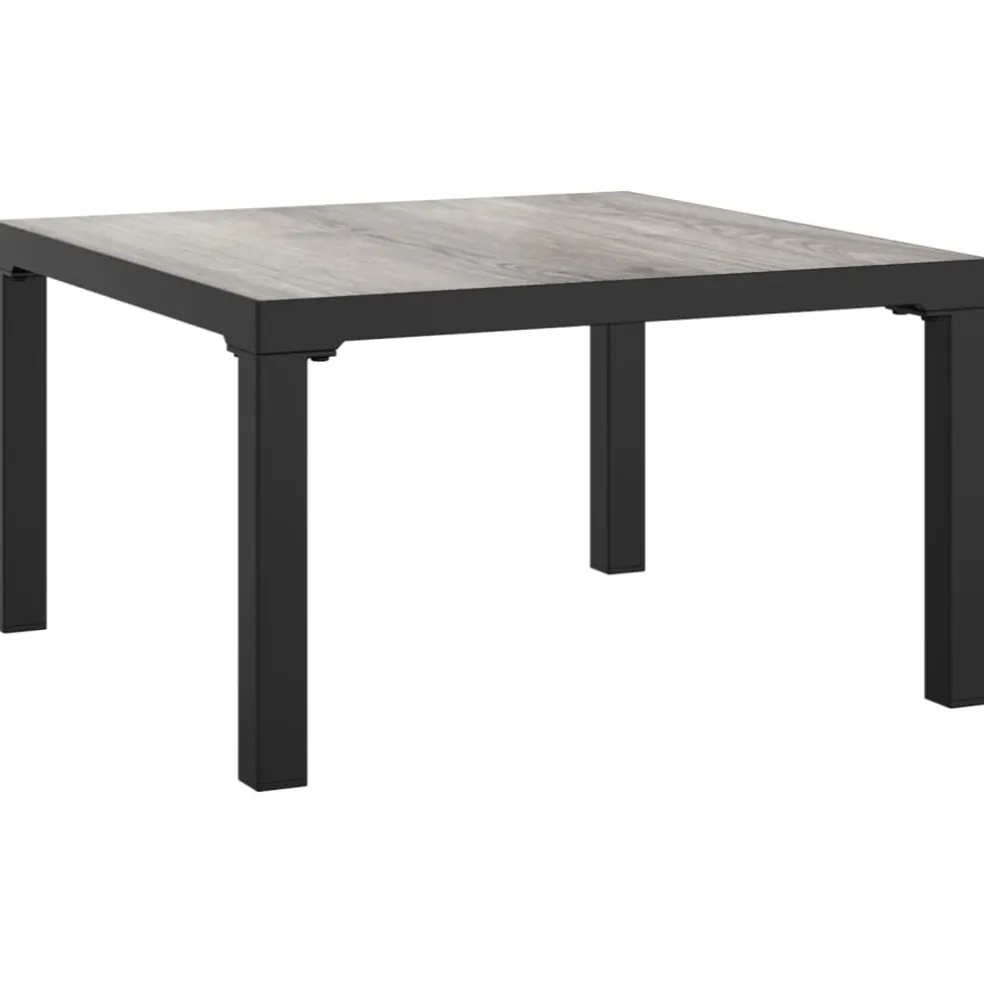 vidaXL Salontafel tuin 55x55x31 cm DPC en staal grijs